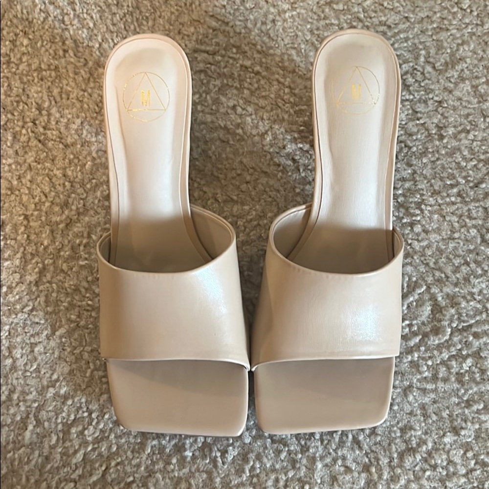 Tan Square Toe Mules